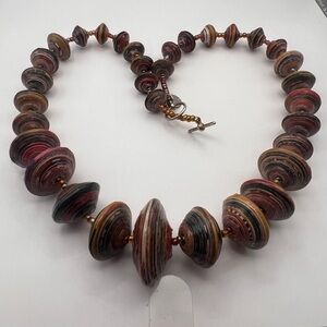 Bead for Life graduated Paper Beads with colored seal pearls Made in Uganda